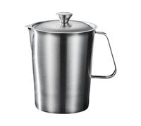 PETSOLA Tasse à Mesurer Inox avec Couvercle Pichet pour Mousse de Lait Grande Capacité Récipient pour Marquages Gravés Précis Pichet de Cuisine avec Poignée A, 2000ml