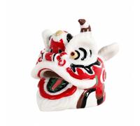 PETSOLA Tête Lion Chinoise Sculpté Sculpture Brillant Statue pr lon, Bureau, Rouge