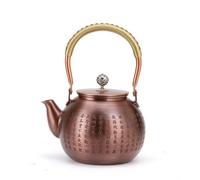 PETSOLA Théière En Cuivre Traditionnelle Théière avec Couvercle Artisanal Bouilloire à Thé pour Collectionneurs, 1.3L, Théière En Cuivre Rétro Avec Gravure Du Sutra Du Cœur