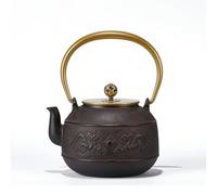 PETSOLA Théière En Fonte Texturée Théière avec Infuseur Bouilloire En Fonte pour Collectionneurs, Marron Brun Avec Motif Double Dragon, 1200ml, 1200ml