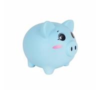 PETSOLA Tirelire Cochon Enfant Tirelire Piggy Bank Boîte à Monnaie Banque Décorative en Vinyle et Résine Solide avec Large Accès Simple aux Économies Adaptée, Bleu, L