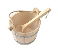 PETSOLA Tonneau de Sauna En Bois et Louche Portables 5L, Robustes, Pratiques et de Grande Capacité pour Sauna, Spa à Domicile Ou Salle de Bain.
