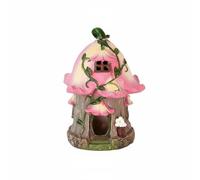 PETSOLA Veilleuse en Résine Lampe Solaire Champignon Maison de Conte Statue de Pelouse Ornement de Cour Base Stable Recharge au Soleil Lumière Chaude Nocturne, Style to 3