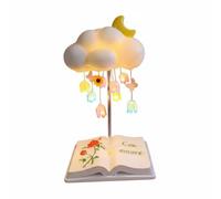 PETSOLA Veilleuse Enfant Lampe de Chevet Lampe de Table Lampe Décorative avec Base en Forme de Livre et Fleurs Pendantes Lumière Tamisée Réconfortante pour, Sac Bookcloud Wo