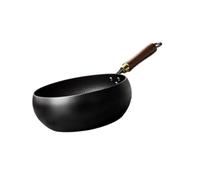 PETSOLA Wok Pan Poêle Stir Fry Fer Antiadhésif Fond Plat Poignée Bois Agréable Diffuseur Chaleur Uniforme Convient à La Cuisson sur Induction, Sans Couvercle
