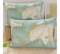 PETTI Artigiani Italiani - 2 Taies d’Oreiller 50x70 cm en Microfibre, Coussins Décoratifs Chambre, Salon, Lot de 2 Housses de Coussin, Taie Tropical Bleu Ciel O, 100% Made in Italy
