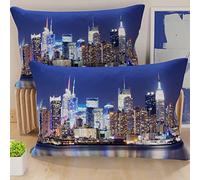 PETTI Artigiani Italiani - 2 Taies d’Oreiller 50x70 cm en Microfibre, Coussins Décoratifs Chambre, Salon, Lot de 2 Housses de Coussin, Taie New York, 100% Made in Italy