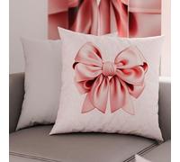 PETTI Artigiani Italiani - 2 Taies d’Oreiller 65x65 cm en Microfibre, Coussins Décoratifs Chambre, Salon, Lot de 2 Housses de Coussin, Taie Nœud Rose, 100% Made in Italy