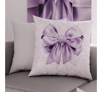 PETTI Artigiani Italiani - 2 Taies d’Oreiller 65x65 cm en Microfibre, Coussins Décoratifs Chambre, Salon, Lot de 2 Housses de Coussin, Taie Nœud Lilas, 100% Made in Italy