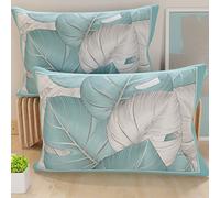 PETTI Artigiani Italiani - 2 Taies d’Oreiller 70x40 cm en Microfibre, Coussins Décoratifs Chambre, Salon, Lot de 2 Housses de Coussin, Taie Tropical Bleu Ciel A, 100% Made in Italy