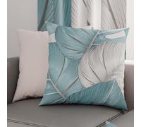 PETTI Artigiani Italiani - 2 Taies d’Oreiller 80x80 cm en Microfibre, Coussins Décoratifs Chambre, Salon, Lot de 2 Housses de Coussin, Taie Tropical Bleu Ciel A, 100% Made in Italy