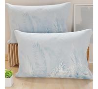 PETTI Artigiani Italiani - 2 Taies d'oreiller 50x80 cm en Microfibre, Coussins Décoratifs Chambre, Salon, Lot de 2 Housses de Coussin, Taie Feuille Bleu Ciel, 100% Made in Italy