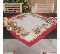 PETTI Artigiani Italiani - Centre de Table de Noël 90x90 cm, Tissu en Microfibre Doux et Résistant, Décoration Élégante pour Fêtes, Motif 'Vintage Xmas', 100% Fabriqué en Italie
