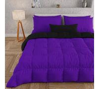 PETTI Artigiani Italiani - Couette Chaude Hiver 160x260 Bicolore VioletNoir, Double Face, Couette pour lit 1 Personnes, en Microfibre 300g/m², Made in Italy