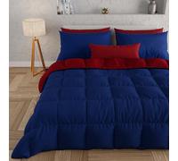 PETTI Artigiani Italiani - Couette Chaude Hiver 240x260 Bicolore Bleu FoncéBordeaux, Double Face, Couette pour lit 2 Personnes, en Microfibre 300g/m², Made in Italy