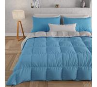 PETTI Artigiani Italiani - Couette Chaude Hiver 240x260 Bicolore CielGris, Double Face, Couette pour lit 2 Personnes, en Microfibre 300g/m², Made in Italy