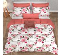 PETTI Artigiani Italiani - Couette d'hiver pour lit Double Face, Couleur Unie et Impression numérique Florale Blanche, 100% Microfibre, fabriquée en Italie