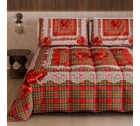 PETTI Artigiani Italiani - Couette d'hiver pour lit Simple, Couette Double Face, Couleur Unie et Impression numérique, nœud Tartan, fabriquée en Italie