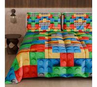 PETTI Artigiani Italiani - Couette d'hiver pour lit Simple, Couette Double Face, Couleur Unie et Impression numérique Briques, fabriquée en Italie