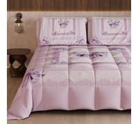 PETTI Artigiani Italiani - Couette d'hiver pour lit Simple, Couette Double Face, Couleur Unie et Impression numérique, nœud Lilas, fabriquée en Italie