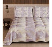 PETTI Artigiani Italiani - Couette d'hiver pour lit Simple, Couette Double Face, Couleur Unie et Impression numérique Tropical Lilas, fabriquée en Italie