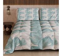 PETTI Artigiani Italiani - Couette d'hiver pour lit Simple, Couette Double Face, Couleur Unie et Impression numérique Tropicale Bleu Ciel, fabriquée en Italie