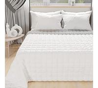 PETTI Artigiani Italiani - Couette Double Reversible 240x260 cm en Microfibre, Couvre-lit Printemps Double, Couverture 2 Personnes Réversible, Blanc Gris, 100% Fabriqué en Italie