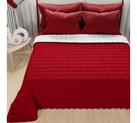 PETTI Artigiani Italiani - Couette Double Reversible 240x260 cm en Microfibre, Couvre-lit Printemps Double, Couverture 2 Personnes Réversible, Beige Bordeaux, 100% Fabriqué en Italie