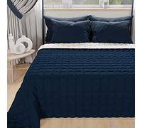 PETTI Artigiani Italiani - Couette Double Reversible 240x260 cm en Microfibre, Couvre-lit Printemps Double, Couverture 2 Personnes Réversible, Bleu Blanc, 100% Fabriqué en Italie