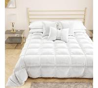 PETTI Artigiani Italiani - Couette En Velours Doux Et Chaud 350 G/M², Double Face, Carrée Et Demie : 220 X 260 Cm, Blanche, 100% Fabriquée En Italie
