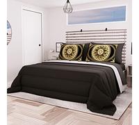 PETTI Artigiani Italiani Couette pour lit Simple - Noir - Couette d'hiver Double Face - 100% Microfibre hypoallergénique - Fabriquée en Italie