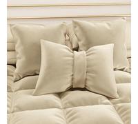 PETTI Artigiani Italiani - Coussin Décoratif en Velours en Forme de Nœud, Coussin d'Intérieur pour Chambre à Coucher et Canapé, avec Housse Amovible, Crème 1 Pièce - 50 x 40 cm