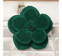 PETTI Artigiani Italiani - Coussin Fleur en Velours avec Rembourrage, Housses de Coussin de Chambre à Coucher, Coussins d'ameublement en Forme de Fleur, Coussins Velours émeraude Fleur 1 pièce -