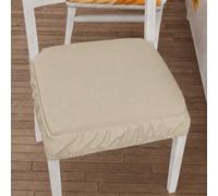 PETTI Artigiani Italiani Coussins de Chaise avec Élastique, Galette de Chaise Unie 40x40 cm, Lot de 6, Lavables, 100% Polyester, Crème