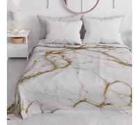 PETTI Artigiani Italiani - Couvre-lit 1 Place (160x260 cm) Printemps Été, Parure de Lit Légère Simple, Draps de Lit Une Personne, Marbre Blanc, 100% Fabriqué en Italie