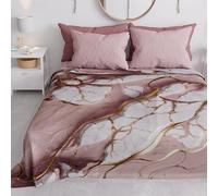 PETTI Artigiani Italiani - Couvre-lit 2 Places (260x260 cm) Printemps Été, Parure de Lit Légère Double, Draps de Lit 2 Personnes, Marbre Mauve, 100% Fabriqué en Italie
