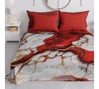 PETTI Artigiani Italiani - Couvre-lit 2 Places (260x260 cm) Printemps Été, Parure de Lit Légère Double, Draps de Lit 2 Personnes, Marbre Rouge, 100% Fabriqué en Italie