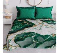 PETTI Artigiani Italiani - Couvre-lit 2 Places (260x260 cm) Printemps Été, Parure de Lit Légère Double, Draps de Lit 2 Personnes, Marbre Vert Émeraude, 100% Fabriqué en Italie