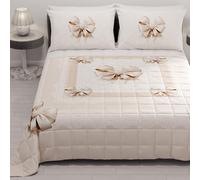 PETTI Artigiani Italiani - Couvre-lit d'été 170x260 cm 100 g/m² Double Face, Couette légère pour lit Simple, Printemps, Modèle Noeud Beige, 100% Fabriqué en Italie