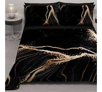 PETTI Artigiani Italiani - Couvre-lit d'été 170x260 cm 100 g/m² Double Face, Couette légère pour lit Simple, Printemps, Modèle Marbre Noir, 100% Fabriqué en Italie
