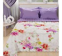 PETTI Artigiani Italiani - Couvre-lit d'été 170x260 cm 100 g/m² Double Face, Couette légère pour lit Simple, Printemps, Modèle Spring Blanc, 100% Fabriqué en Italie