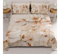 PETTI Artigiani Italiani - Couvre-lit d'été 220x260 cm 100 g/m² Double Face, Couette légère pour lit Une Place et demie, Printemps, Modèle Floral 12, 100% Fabriqué en Italie