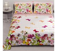 PETTI Artigiani Italiani - Couvre-lit d'été 220x260 cm 100 g/m² Double Face, Couette légère pour lit Une Place et demie, Printemps, Modèle Papillons, 100% Fabriqué en Italie