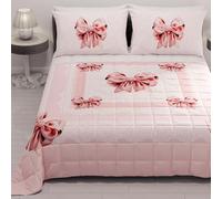 PETTI Artigiani Italiani - Couvre-lit d'été 260x270 cm 100 g/m² Double Face, Couette légère pour lit Double, Printemps, Modèle Noeud Rose, 100% Fabriqué en Italie