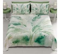 PETTI Artigiani Italiani - Couvre-lit d'été 260x270 cm 100 g/m² Double Face, Couette légère pour lit Double, Printemps, Modèle Palmier Sage, 100% Fabriqué en Italie