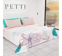 PETTI Artigiani Italiani - Couvre-lit Double d'été (260x270 cm, 100 g/m²), réversible, Courtepointe printanière, Couvre-lit léger - Marbre Émeraude - 100% Fabriqué en Italie