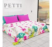PETTI Artigiani Italiani - Couvre-lit Double d'été (260x270 cm, 100 g/m²), réversible, Courtepointe printanière, Couvre-lit léger - Marbre Émeraude - 100% Fabriqué en Italie