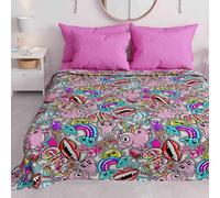 PETTI Artigiani Italiani - Drap de Protection en Microfibre Multi-Usage Anti-Taches 180x270 cm, Housse de Canapé, Couvre Lit, Couverture de Canape, Murales Girl, 100% Made in Italy