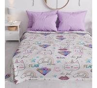 PETTI Artigiani Italiani - Drap de Protection en Microfibre Multi-Usage Anti-Taches 220x270 cm, Housse de Canapé, Couvre Lit, Couverture de Canape, Girl Chaton, 100% Made in Italy