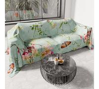 PETTI Artigiani Italiani - Drap de Protection en Microfibre Multi-Usage Anti-Taches 220x270 cm, Housse de Canapé, Couvre Lit, Couverture de Canape, Spring 03 Aigue-Marine, 100% Made in Italy